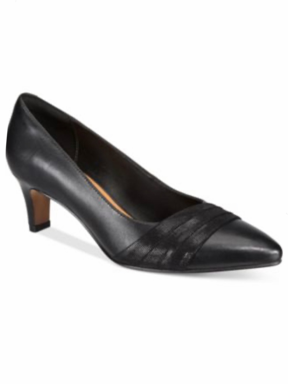 Clarks Black Pointed-Toe Kitten Heel Pumps Sz 7.5M